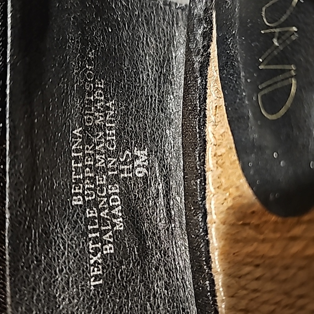 Joan & David Bettini black satin peep toe espadrille wedge. Size 9. - Picture 2 of 10